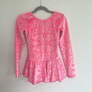 Girls Mondor Figure Skating Costume Velvet Pink 8/10